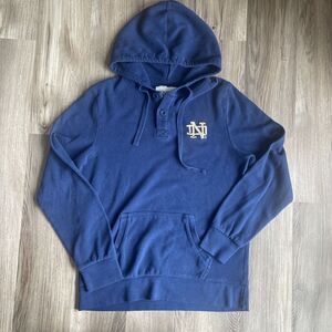 Colony Dry Goods Notre Dame Large Blue Henley Knit Hooded‎ Sweater Lightweight